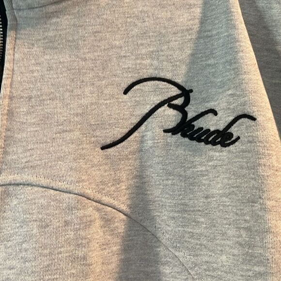 Hbat Half Zipper Embroidery Letter Splicing Stand Collar Sweater Street Loose - Picture 3 of 9